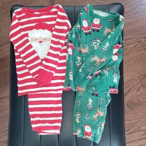 Kids 4 Piece Carters Christmas Pajama Set - Red & Green Holiday Sleepwear